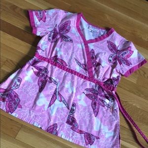 Koi patterned scrub top